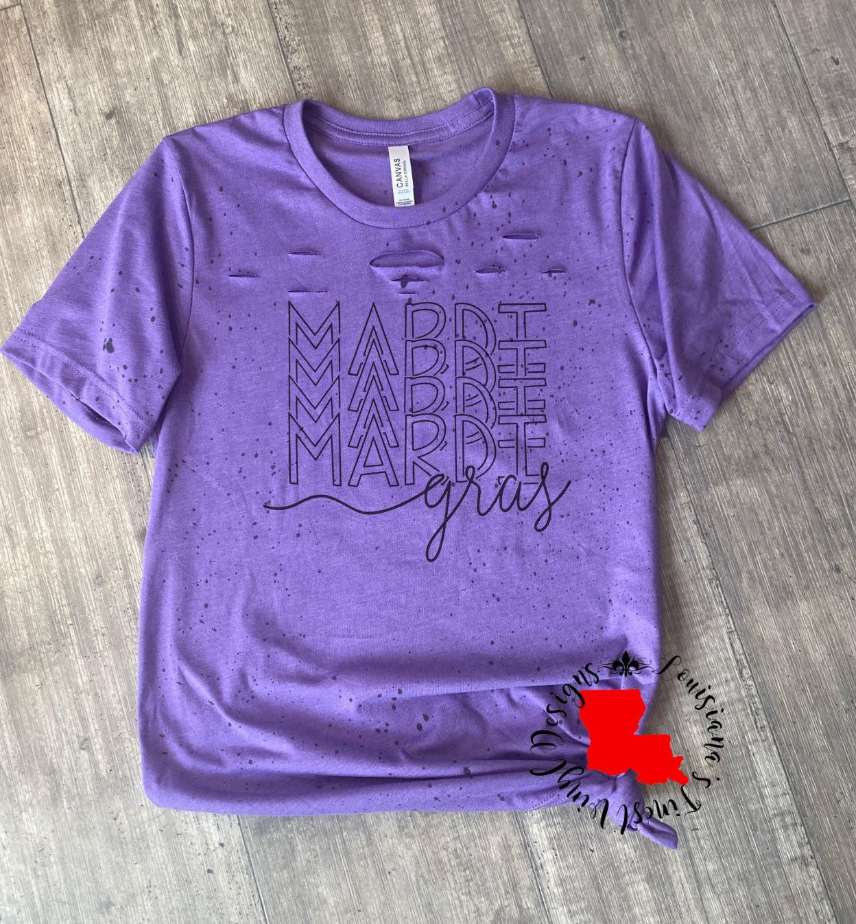 Mardi Gras Distressed Tee