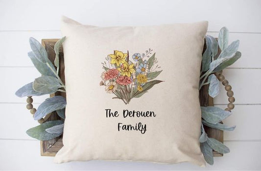 Birth Flower Pillow Covers