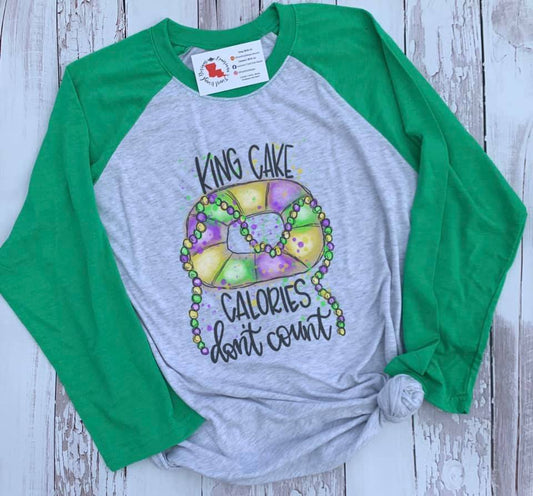 King Cake Calories Don't Count Raglan